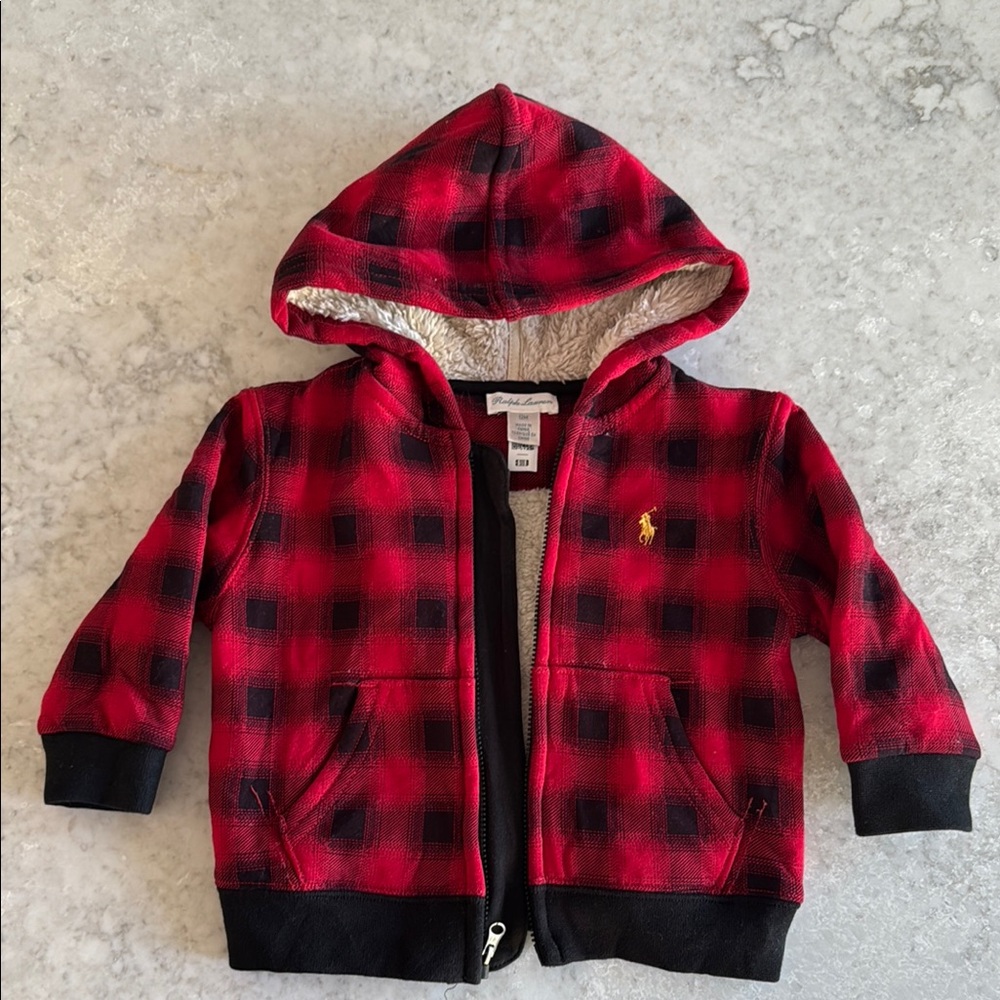 Ralph Lauren Baby- Red and Black Plaid Hoodie